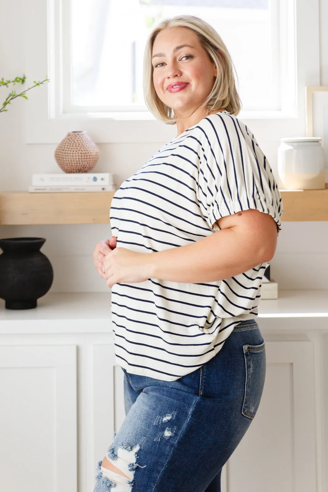 Much Ado About Nothing Navy Striped Top