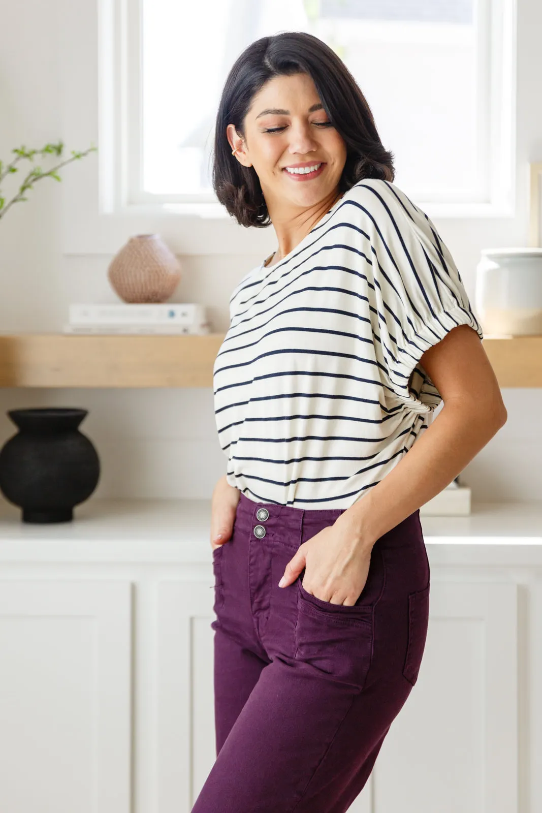 Much Ado About Nothing Navy Striped Top