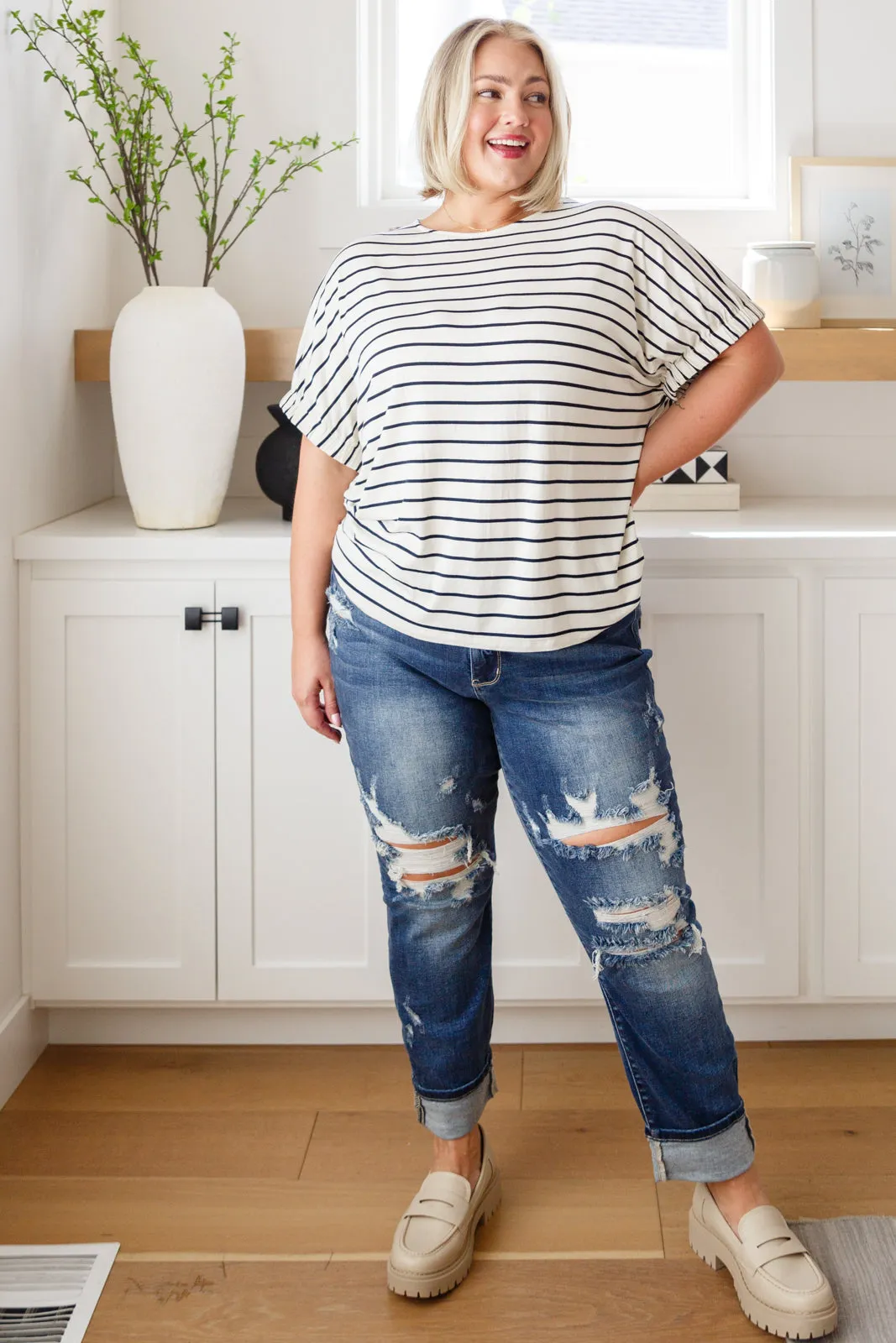 Much Ado About Nothing Navy Striped Top
