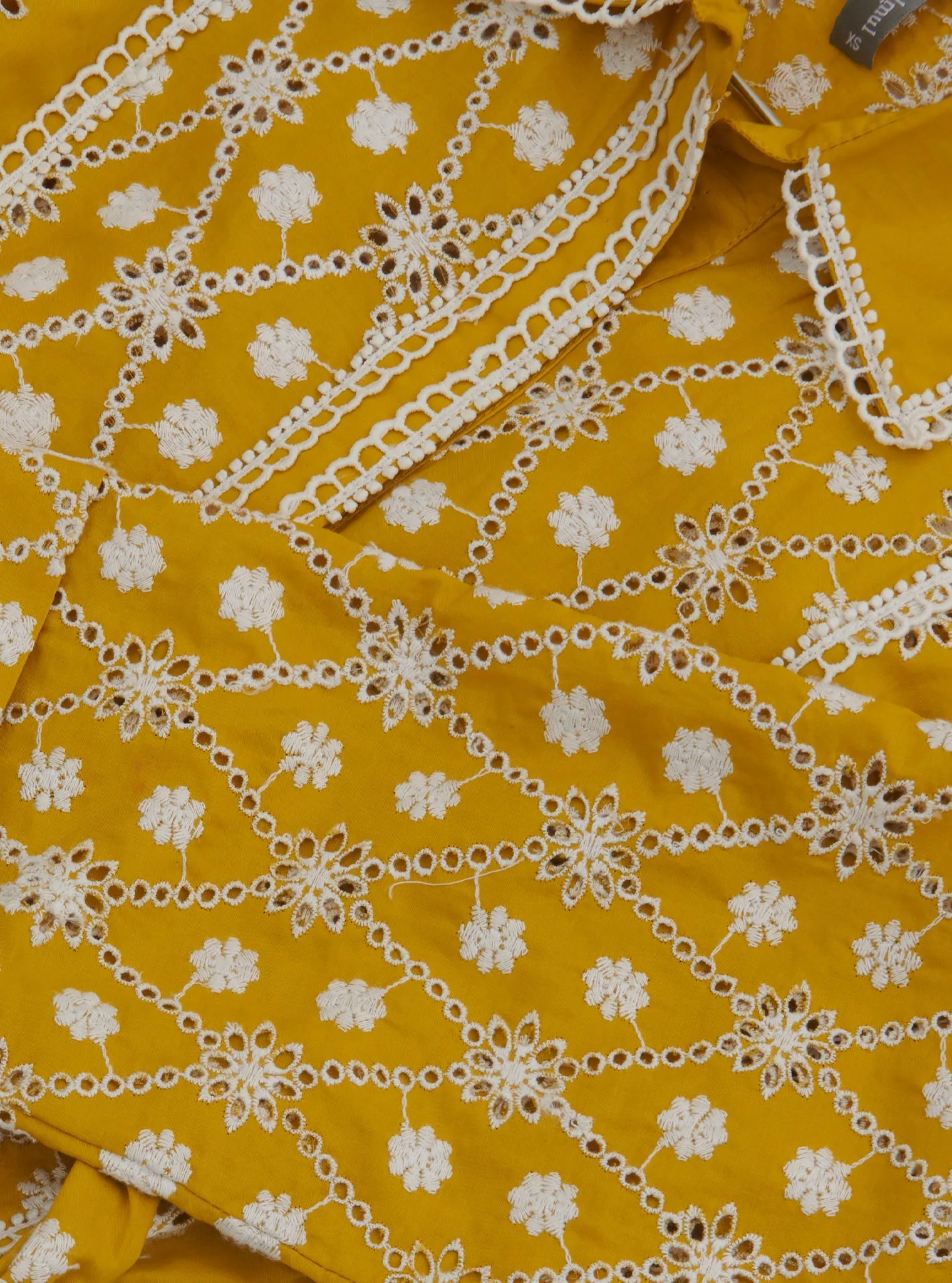 Mulmul Cotton Periwinkle Yellow Dress