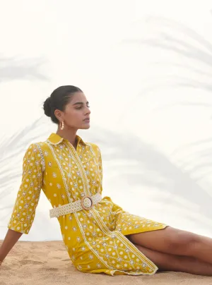 Mulmul Cotton Periwinkle Yellow Dress