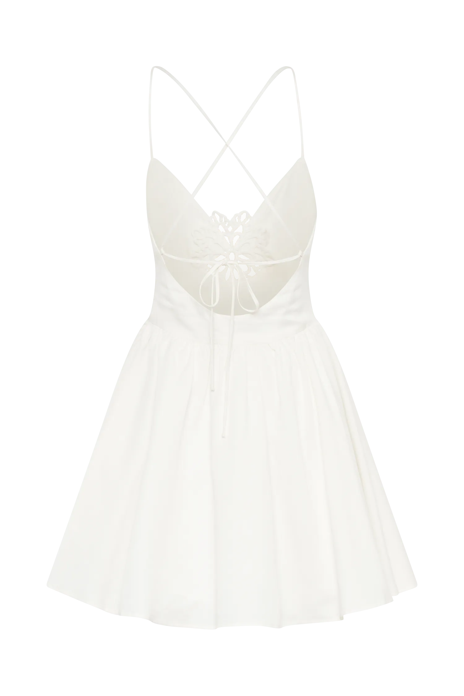 Muriel Cotton Mini Dress With Crochet - White