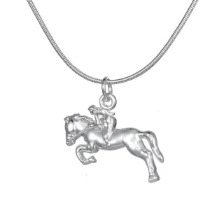 my shape Equestrian Jewelry Silver Plated Horse Racing Jockey PendantNecklace Jewelry Gift for Cowgirl  and Horse Lovers