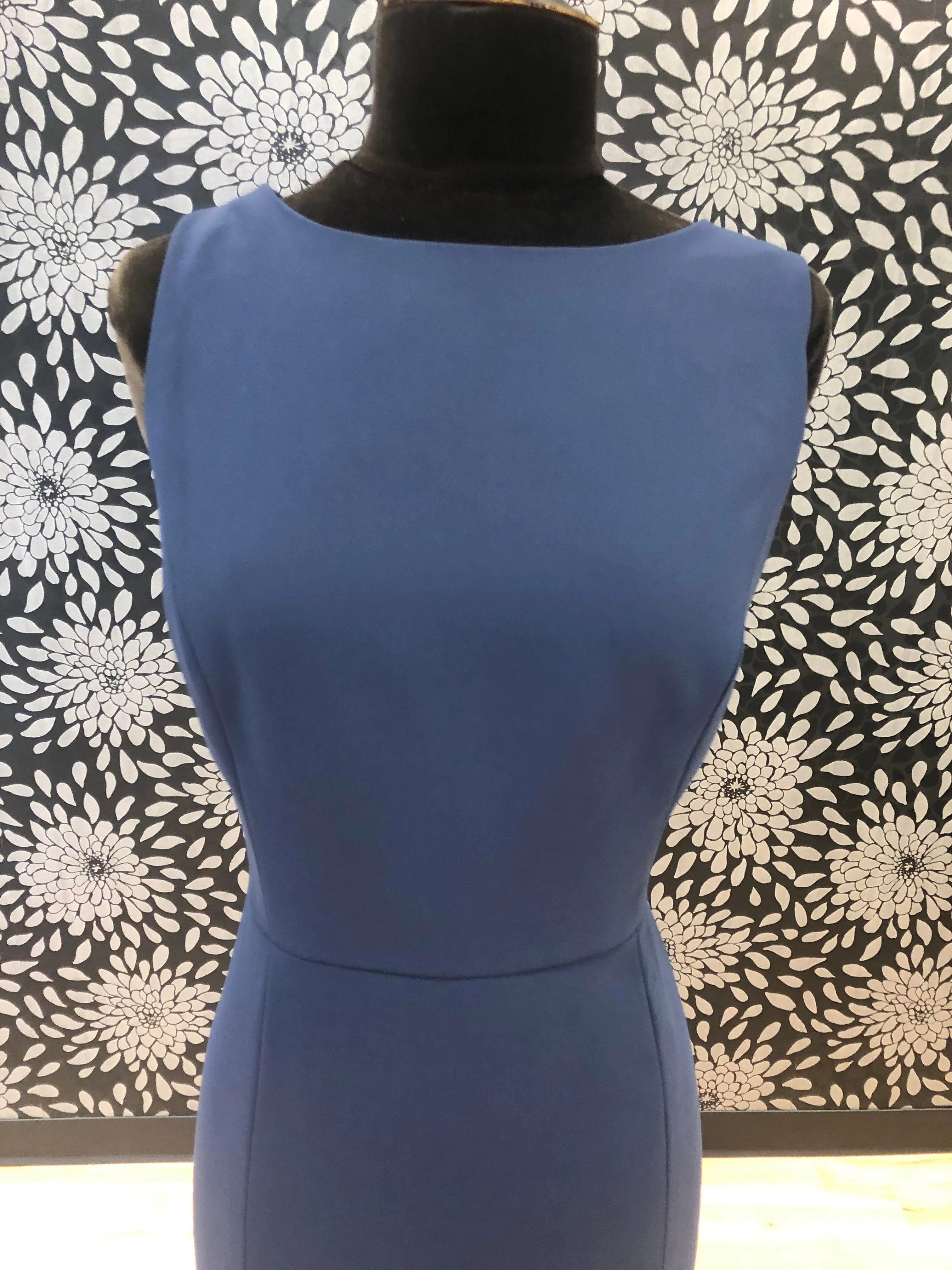 Navy Crepe and Chiffon Gown
