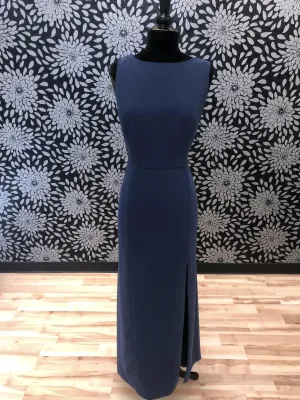 Navy Crepe and Chiffon Gown