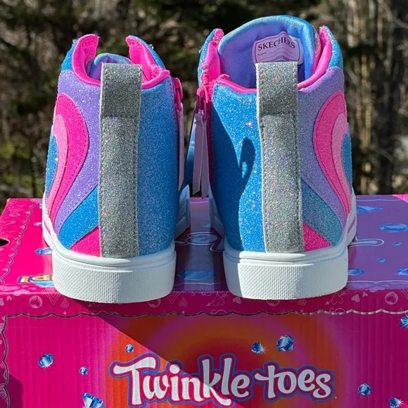 NEW Skechers Youth Light Up Twinkle Toes Fun High Top Casual Sneaker - Size 3