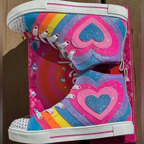 NEW Skechers Youth Light Up Twinkle Toes Fun High Top Casual Sneaker - Size 3