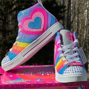 NEW Skechers Youth Light Up Twinkle Toes Fun High Top Casual Sneaker - Size 3