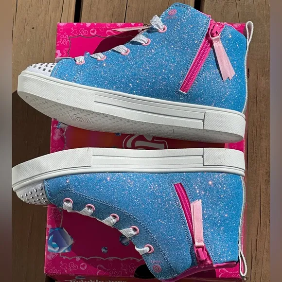 NEW Skechers Youth Light Up Twinkle Toes Fun High Top Casual Sneaker - Size 3