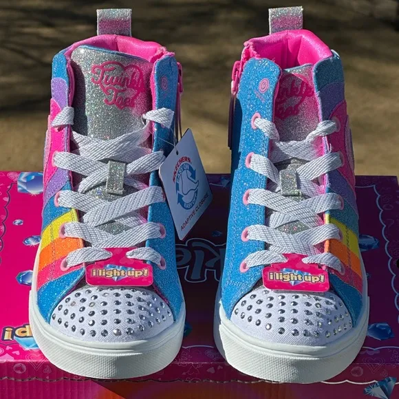 NEW Skechers Youth Light Up Twinkle Toes Fun High Top Casual Sneaker - Size 3