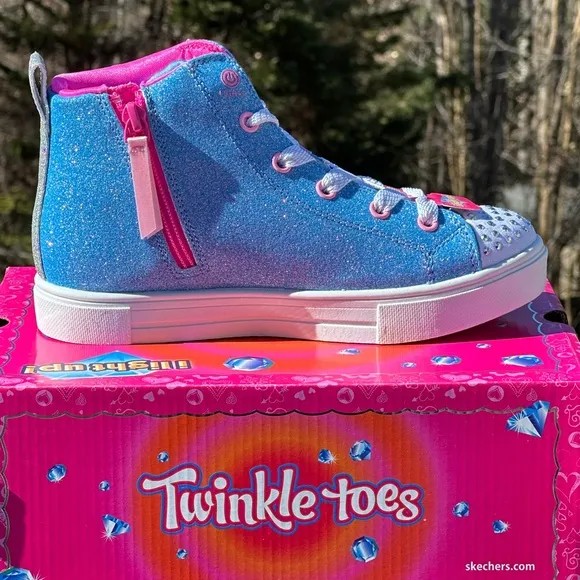 NEW Skechers Youth Light Up Twinkle Toes Fun High Top Casual Sneaker - Size 3