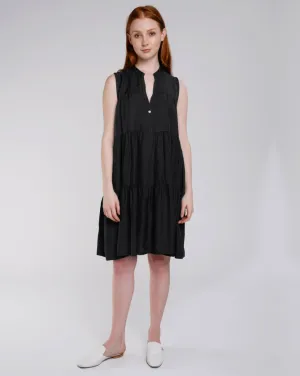 Notch Collar Tiered Midi Dress