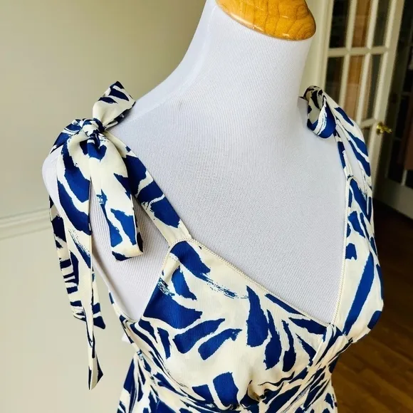 NWT ALEXIS for Target Botanical Blue Tie Strap Asymmetrical Hem Dress - Size XXS