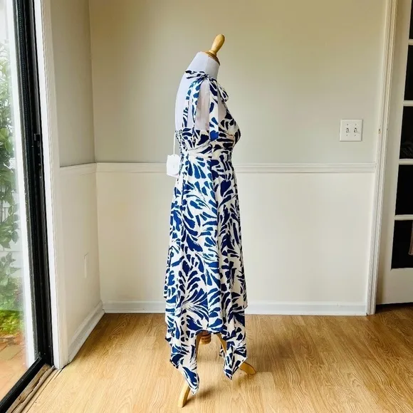 NWT ALEXIS for Target Botanical Blue Tie Strap Asymmetrical Hem Dress - Size XXS