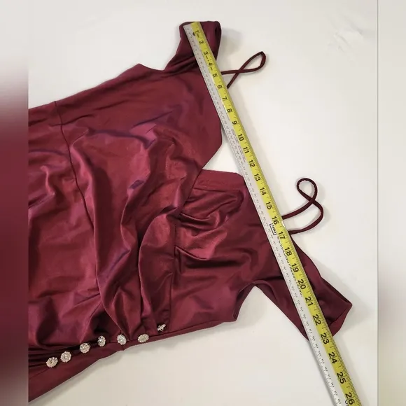Oleg Cassini Elegant Burgundy Off-Shoulder Women's  Dress Size 16W