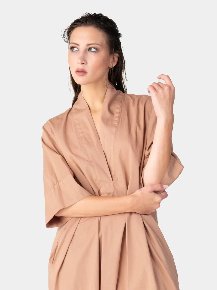 Paneled V-Neck Midi Dress