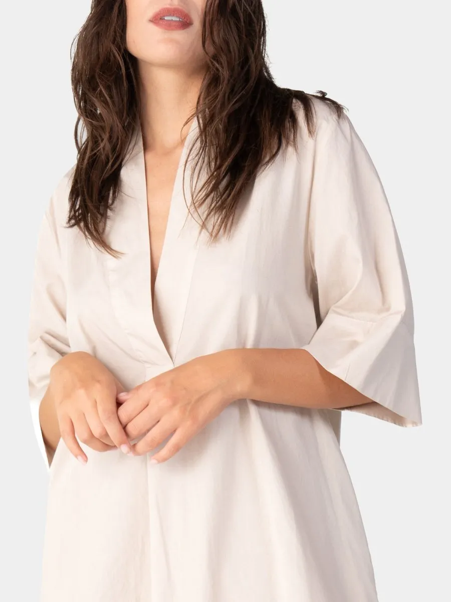 Paneled V-Neck Midi Dress