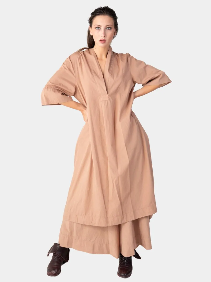 Paneled V-Neck Midi Dress