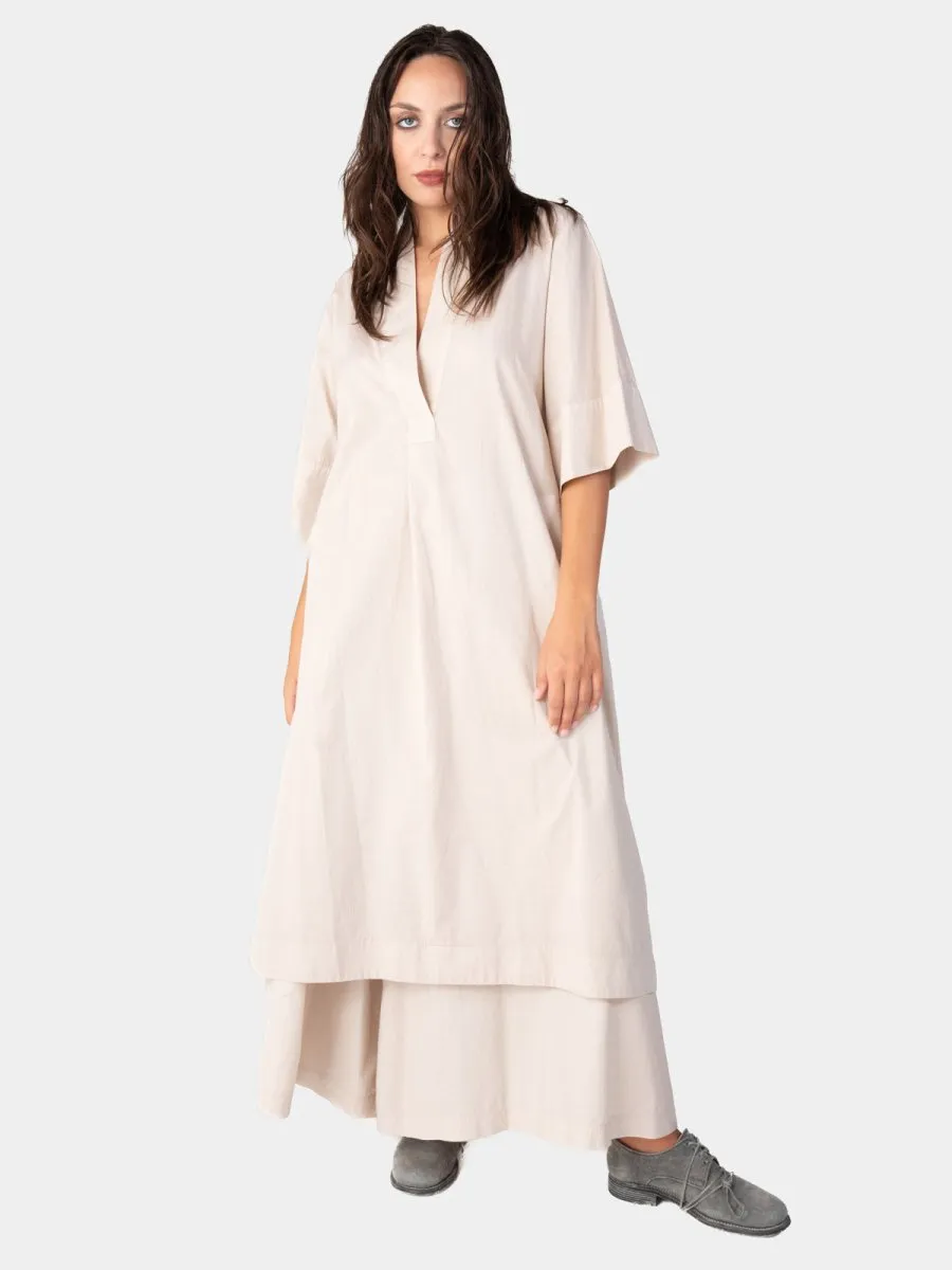 Paneled V-Neck Midi Dress