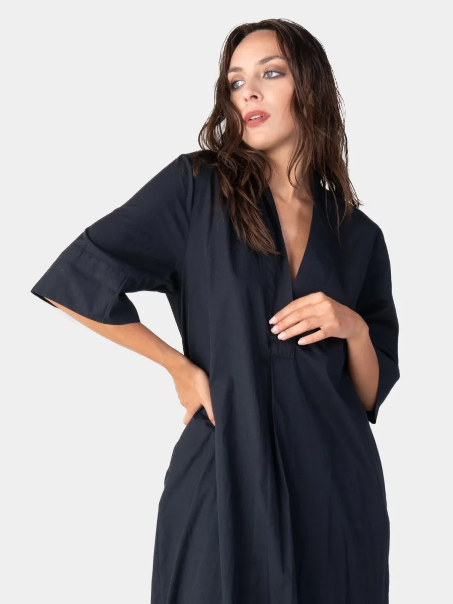 Paneled V-Neck Midi Dress