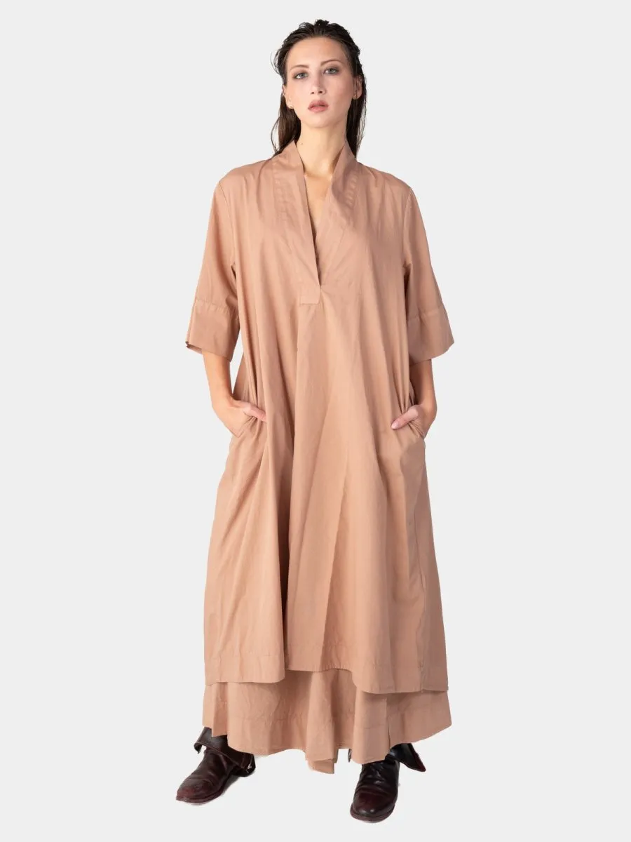 Paneled V-Neck Midi Dress