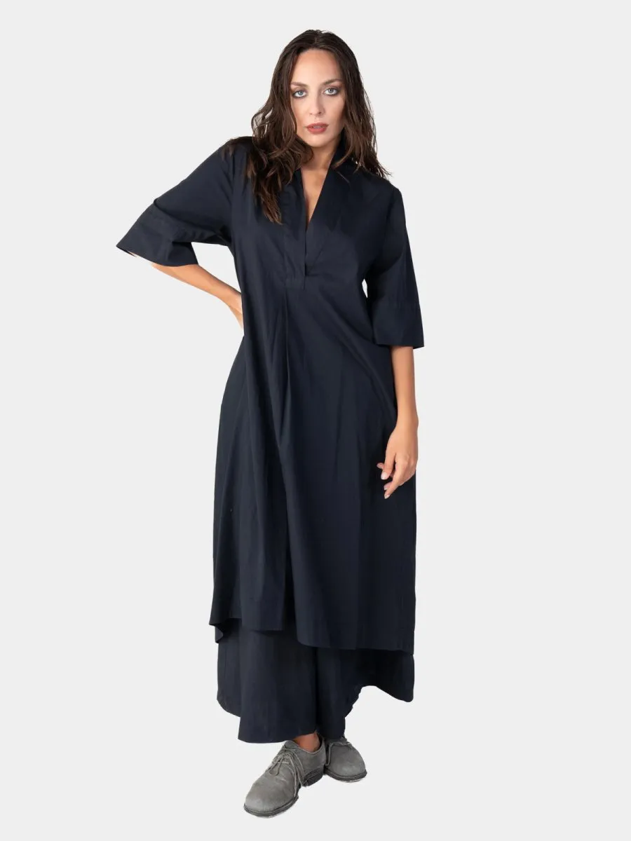 Paneled V-Neck Midi Dress