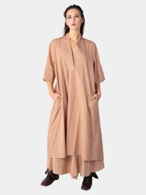 Paneled V-Neck Midi Dress