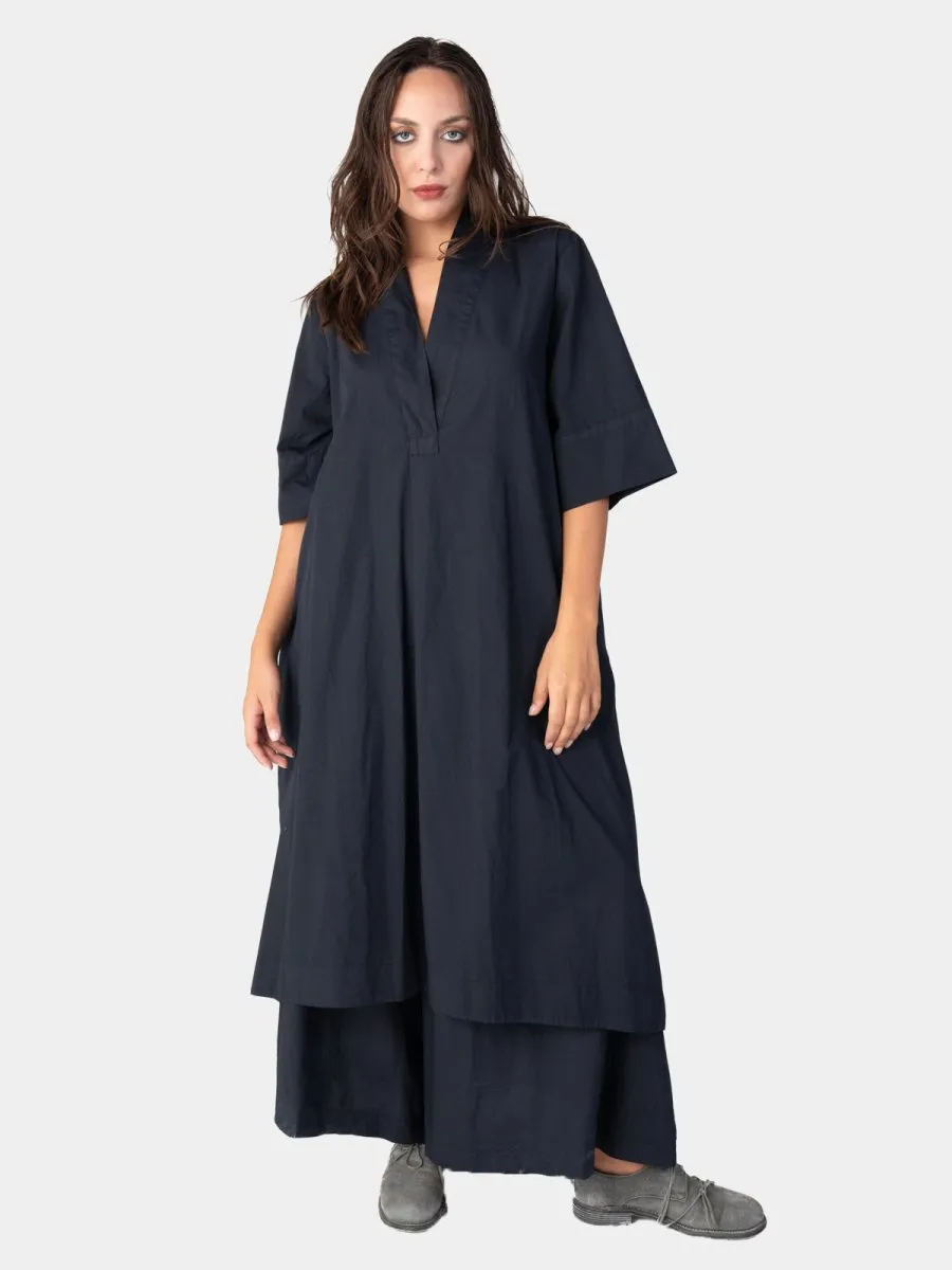 Paneled V-Neck Midi Dress