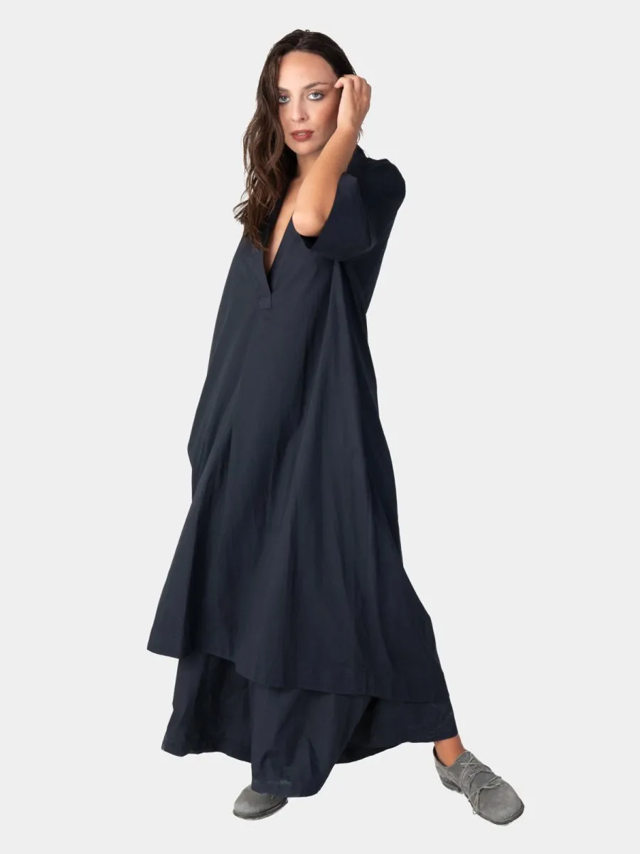 Paneled V-Neck Midi Dress