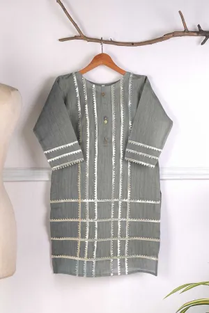 Paper Cotton Gotta Work Stitched Kurti - Bloodstone (T20-044B-Grey)
