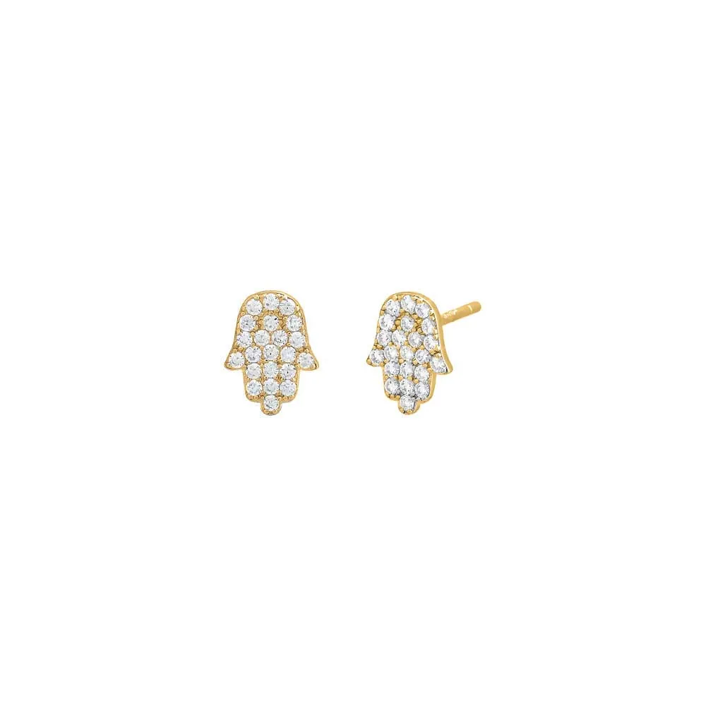 Pavé Mini Hamsa Stud Earring