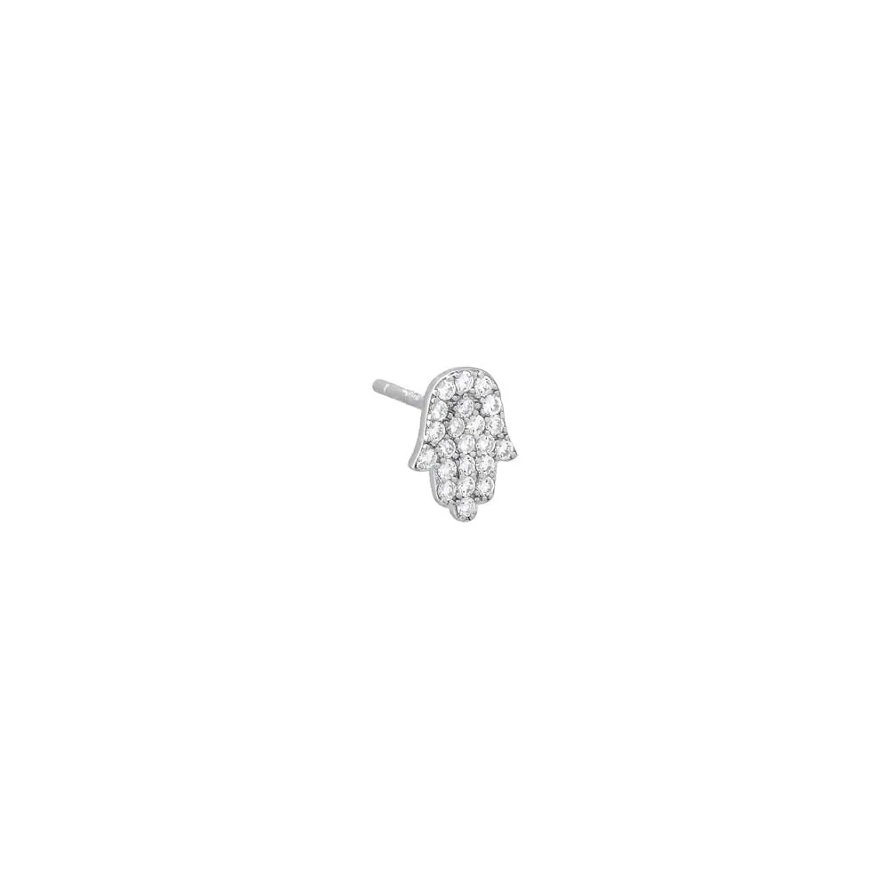 Pavé Mini Hamsa Stud Earring