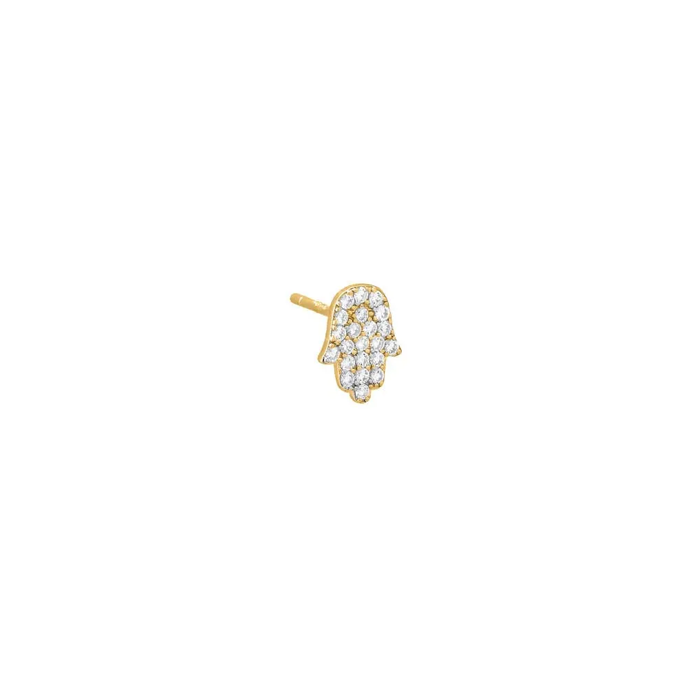 Pavé Mini Hamsa Stud Earring
