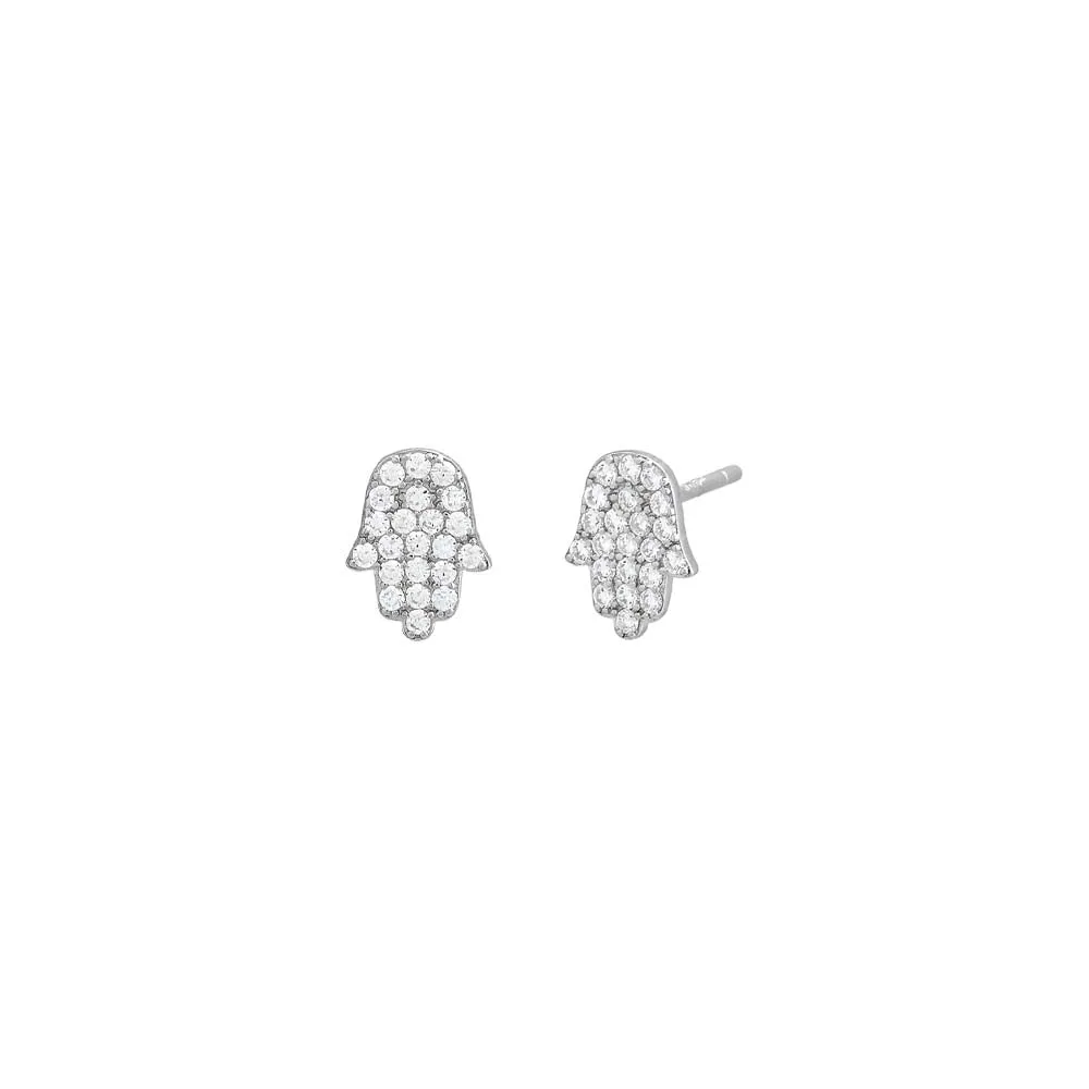 Pavé Mini Hamsa Stud Earring