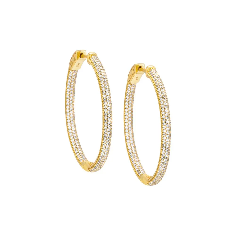 Pavé Oval Large Hoop Earring