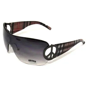 Plaid Design Sunglasses Peace Sign Brown