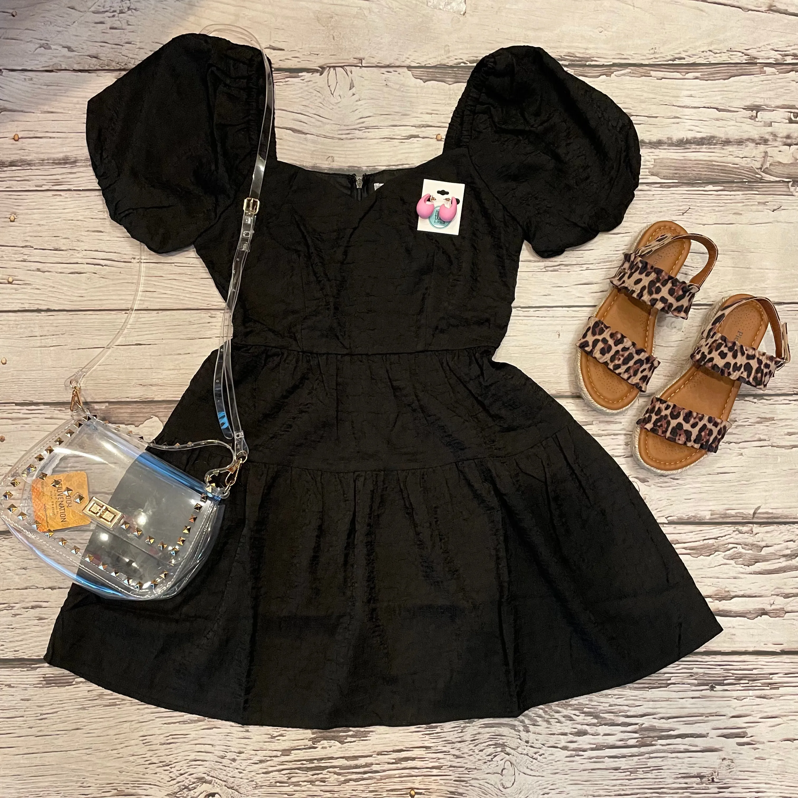 Puff Sleeve Black Dress