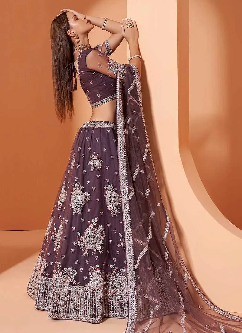 Purple Heavy Floral Embroidered Stylish Lehenga Choli