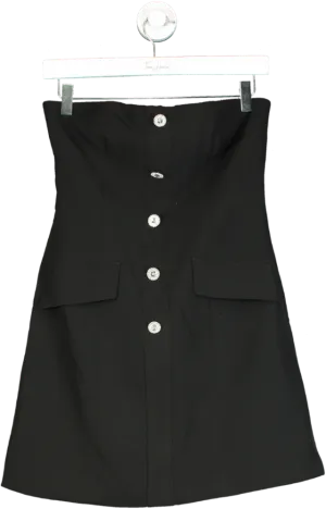 Quiz Black Strapless Button-Front Dress UK 8