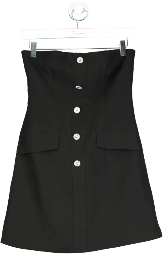 Quiz Black Strapless Button-Front Dress UK 8