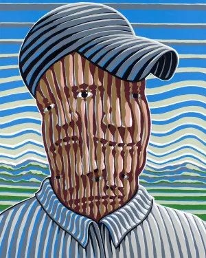 "Put on a Good Face", acrylic on wood panel, 2021, 24x30 inches