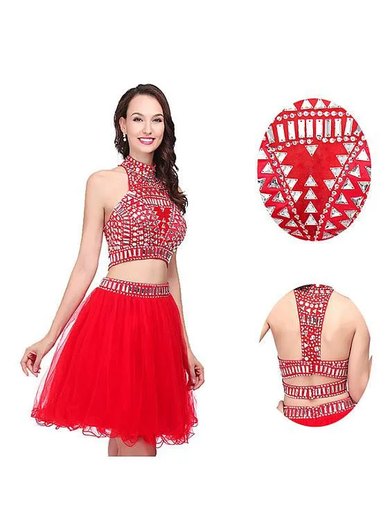 Red Two-piece Homecoming Dress
