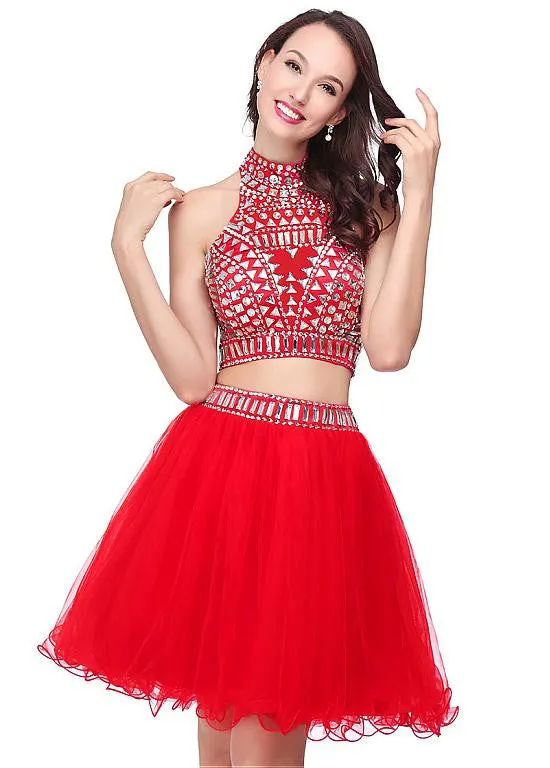 Red Two-piece Homecoming Dress