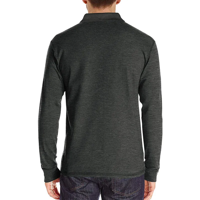 RETRO BUTTON ACTIVE LONG SLEEVE POCKET POLO SHIRT
