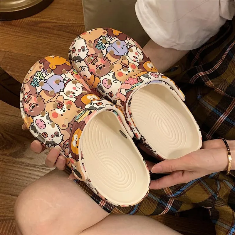 Retro Cartoon Hole Shoes Slippers UB3251