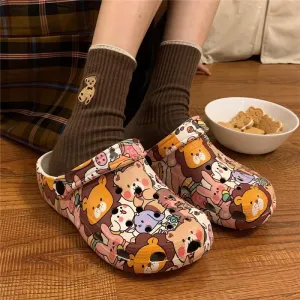 Retro Cartoon Hole Shoes Slippers UB3251