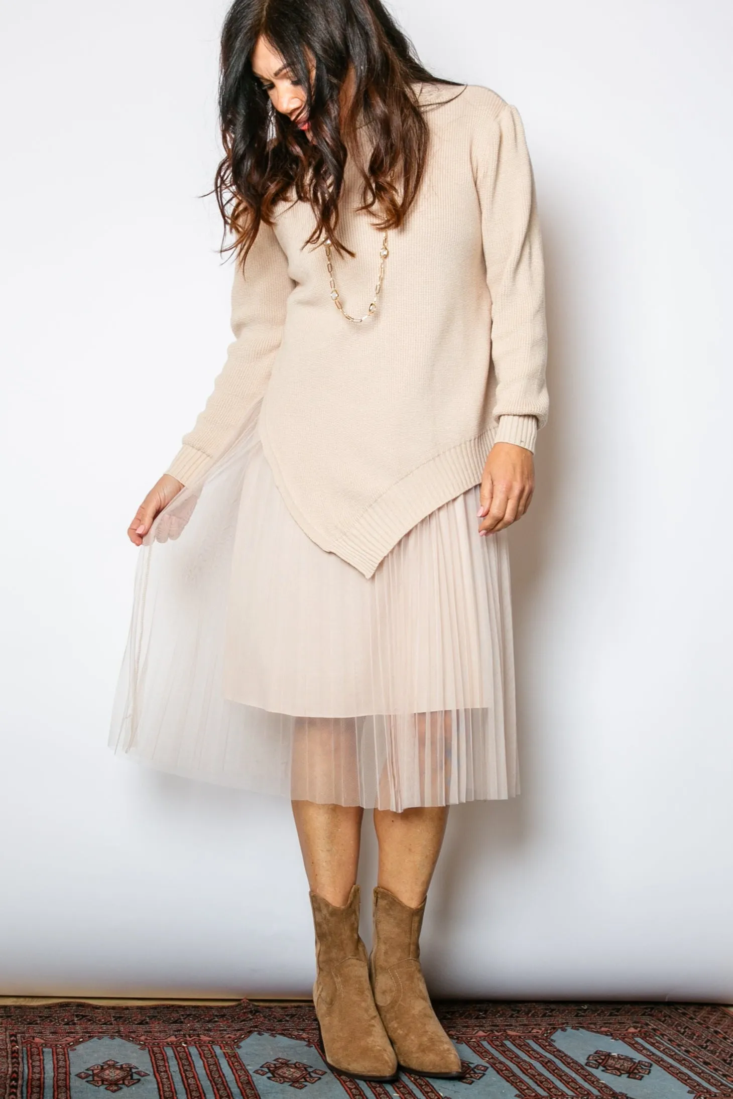 Roll Neck Layered Jumper Dress