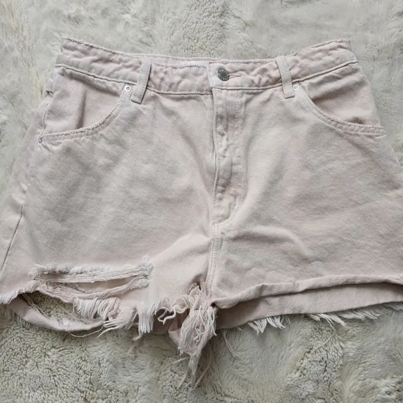 Rolla's Pink Distressed Denim Shorts