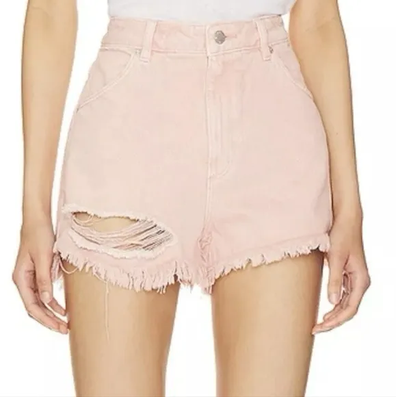 Rolla's Pink Distressed Denim Shorts