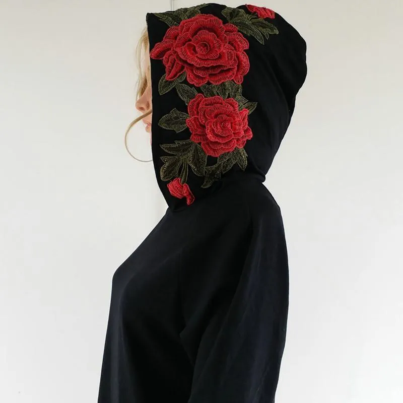 Rose Embroidery Hoodie